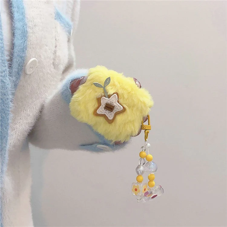 For AirPods Pro 2 Soft Plush Protective Cover Star Design Earphone Anti-drop Case with Chain Pendant - Image 3