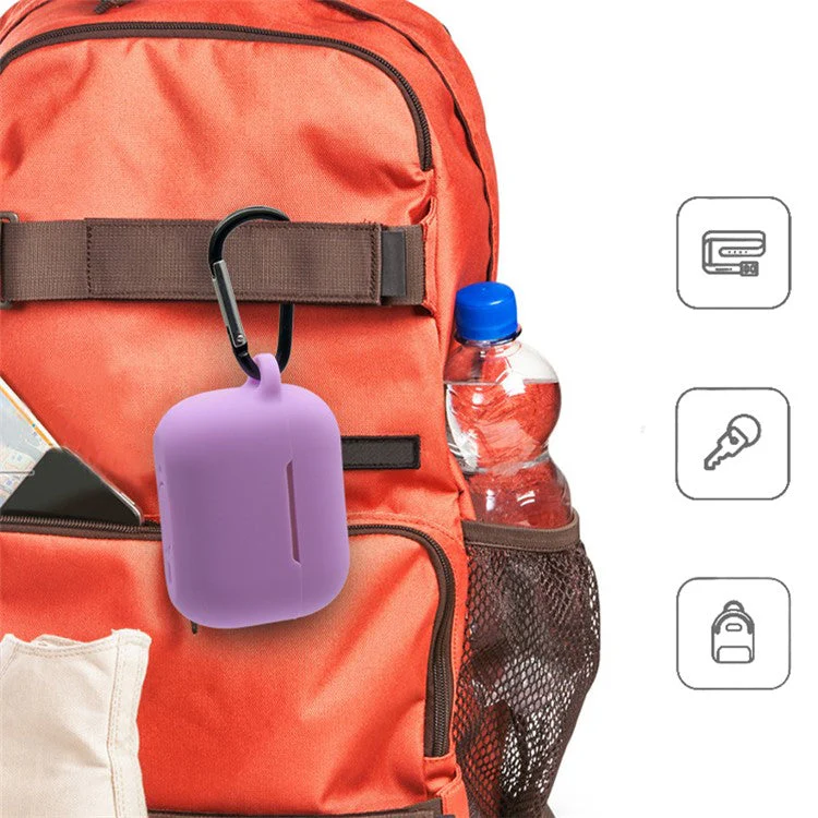 For AirPods Pro 2 Soft Silicone Protective Cover Dust-Proof Ear Bud Earphone Case with Anti-Lost Buckle - Fluorescent Pink - Image 5