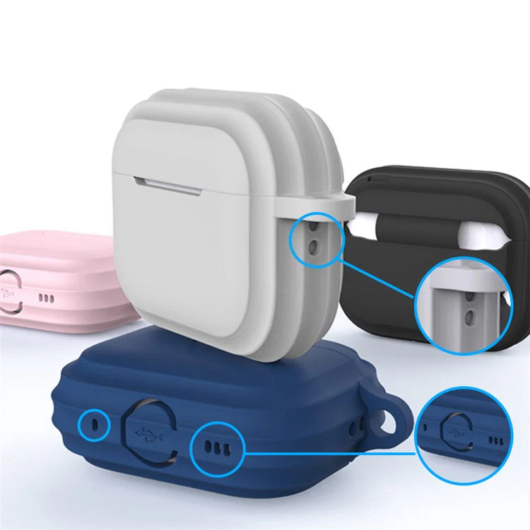 For AirPods Pro 2 Soft Silicone Skin Cover Full Protection Earphones Portable Carrying Case with Keychain Hook - Pink - Image 8