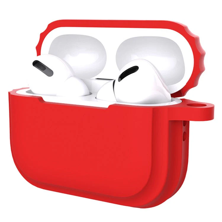 For AirPods Pro 2 Soft Silicone Skin Cover Full Protection Earphones Portable Carrying Case with Keychain Hook - Red - Image 2