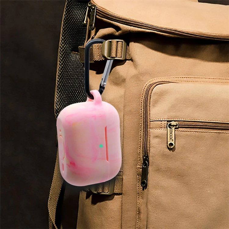 For AirPods Pro 2 Stylish Soft Silicone Protective Case Bluetooth Earphone Drop-proof Cover with Carabiner - Pink - Image 7