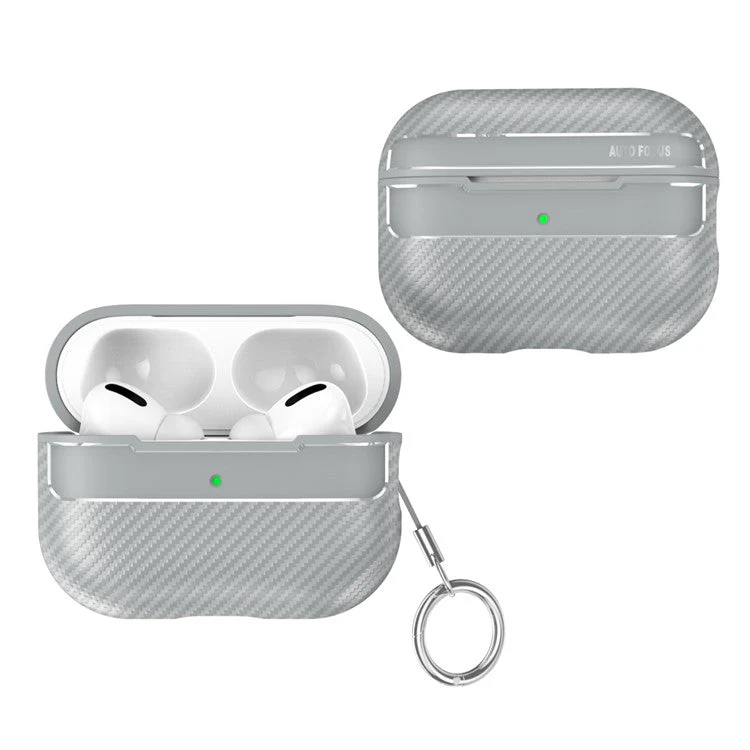For AirPods Pro 2 TPU Anti-scratch Anti-drop Cover Carbon Fiber Texture Bluetooth Earphone Protective Sleeve - Grey - Image 2