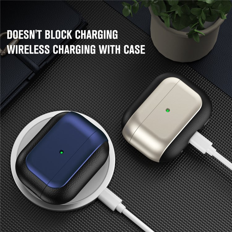 For AirPods Pro 2 TPU Case Litchi Texture Fall Prevention Earphone Cover with Lanyard - Grey - Image 3