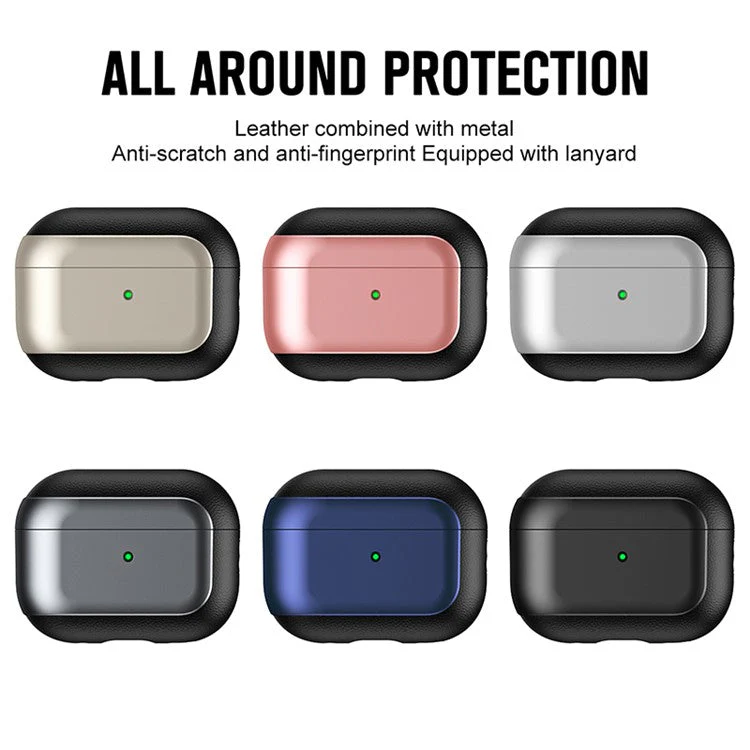 For AirPods Pro 2 TPU Case Litchi Texture Fall Prevention Earphone Cover with Lanyard - Silver - Image 8