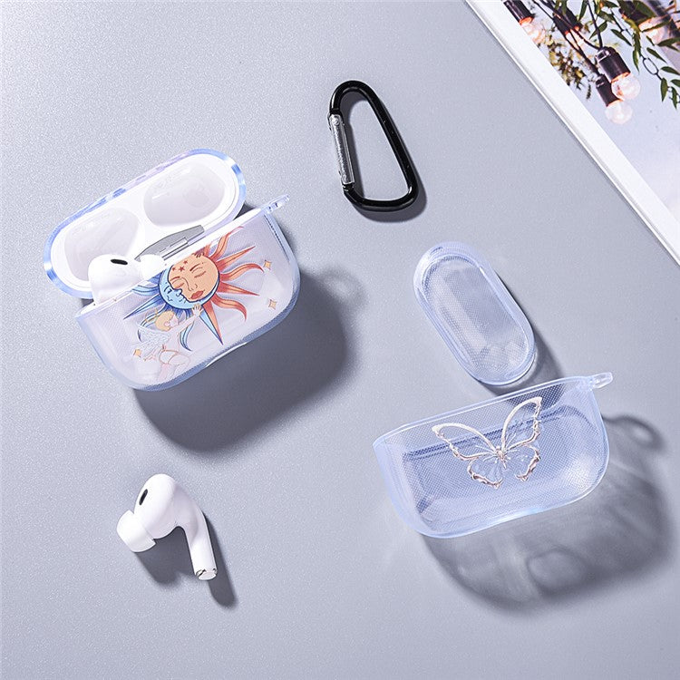 For AirPods Pro 2 TPU Case Pattern Print Bluetooth Headset Charging Case Cover - Purple Butterfly / Transparent - Image 4