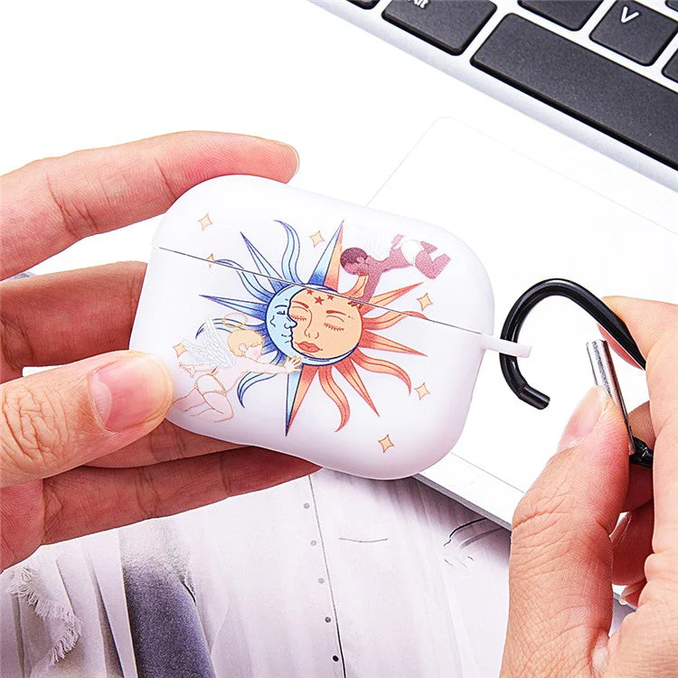 For AirPods Pro 2 TPU Case Pattern Print Bluetooth Headset Charging Case Cover - Sun Angel / Transparent - Image 3