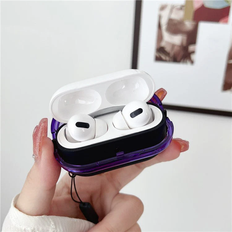 For AirPods Pro 2 TPU + PC Earphone Case Shockproof Protective Cover with Anti-lost Strap - All Transparent - Image 2