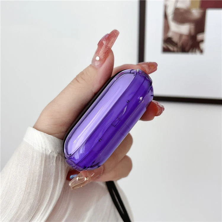 For AirPods Pro 2 TPU + PC Earphone Case Shockproof Protective Cover with Anti-lost Strap - Blue+Transparent - Image 3