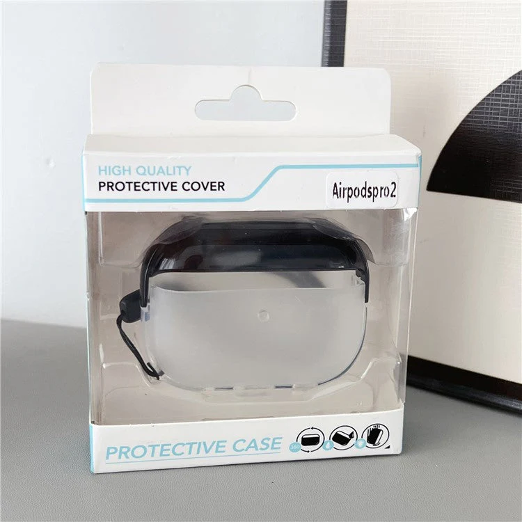 For AirPods Pro 2 TPU + PC Earphone Case Shockproof Protective Cover with Anti-lost Strap - Blue+Transparent - Image 6
