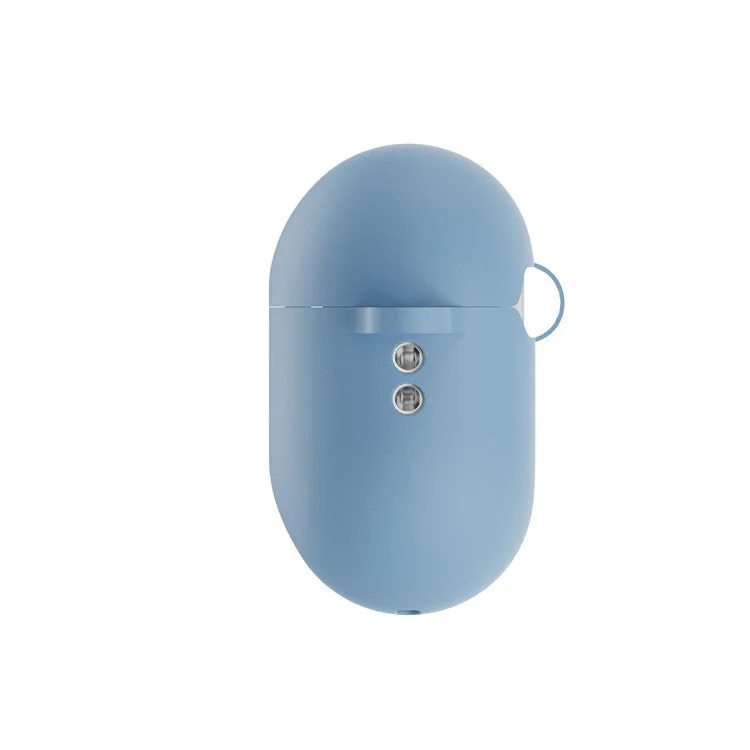 For AirPods Pro 2 Wireless Earphone Protective Cover Press Switch Anti-drop Silicone+PC Case with Hanging Buckle - Baby Blue - Image 4