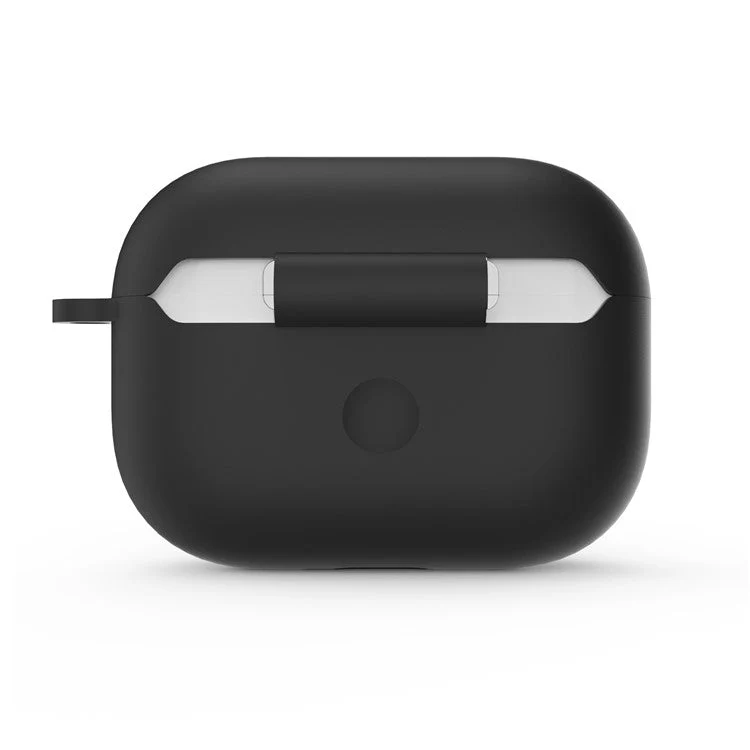 For AirPods Pro 2 Wireless Earphone Protective Cover Press Switch Anti-drop Silicone+PC Case with Hanging Buckle - Black - Image 3