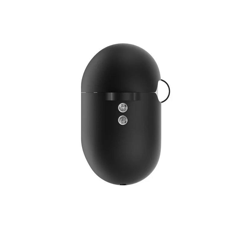 For AirPods Pro 2 Wireless Earphone Protective Cover Press Switch Anti-drop Silicone+PC Case with Hanging Buckle - Black - Image 4