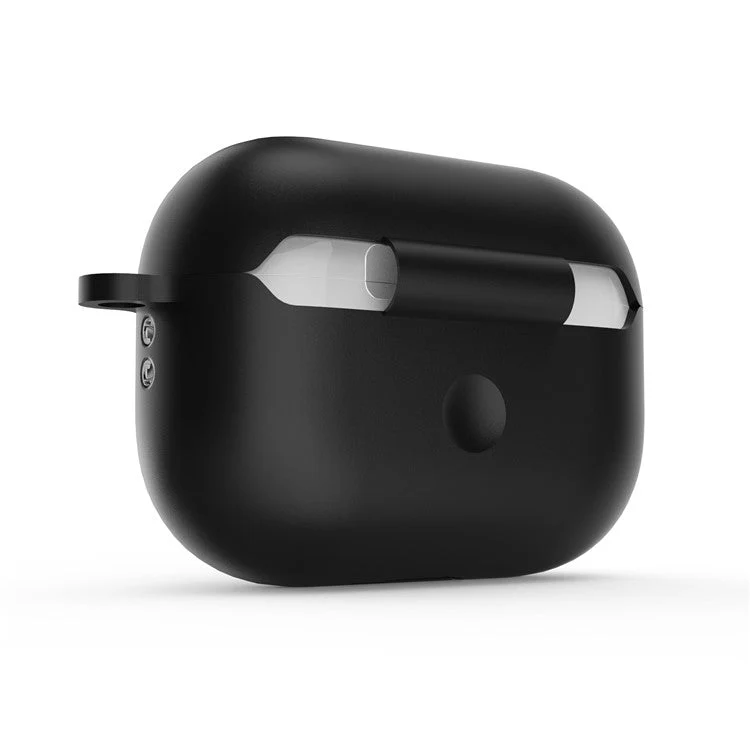 For AirPods Pro 2 Wireless Earphone Protective Cover Press Switch Anti-drop Silicone+PC Case with Hanging Buckle - Black - Image 7