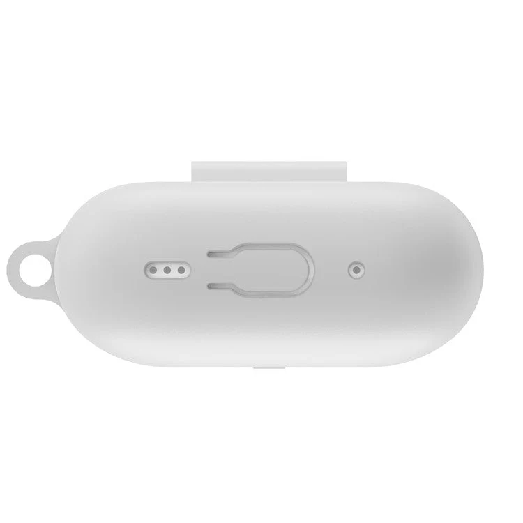 For AirPods Pro 2 Wireless Earphone Protective Cover Press Switch Anti-drop Silicone+PC Case with Hanging Buckle - White - Image 5