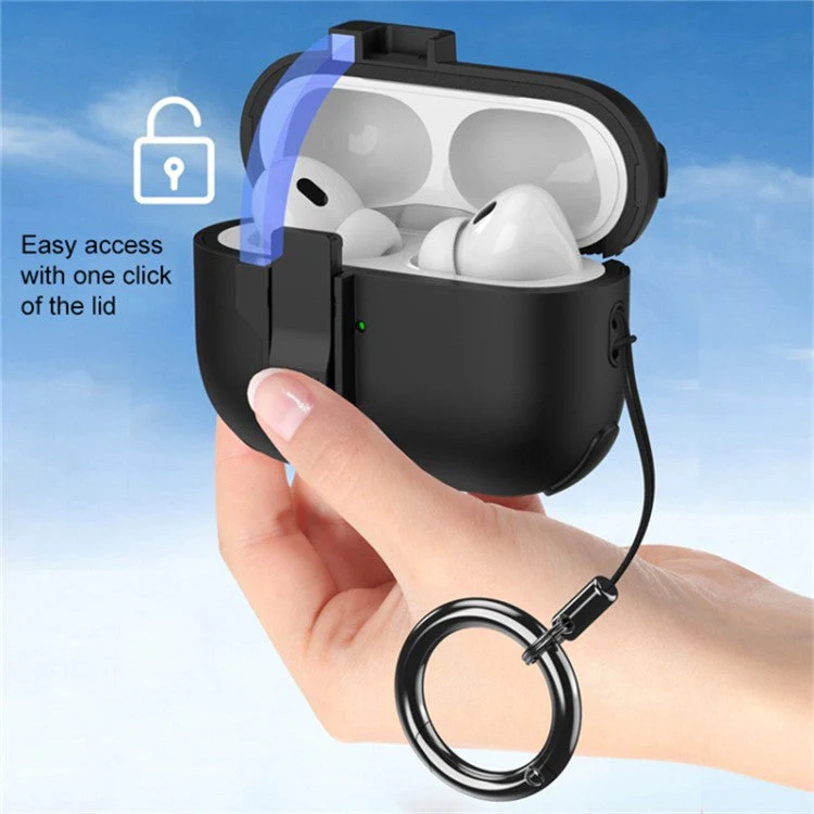 For AirPods Pro 2 Wireless Earphone Snap-on Lid Design Case TPU+PC Protective Cover - Pink - Image 2