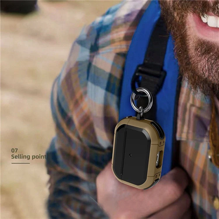 For AirPods Pro (Gen 2) (USB-C) / Pro 2 Bluetooth Earphone Protective Case TPU+PC Anti-drop Cover with Ring Buckle - Army Green - Image 4