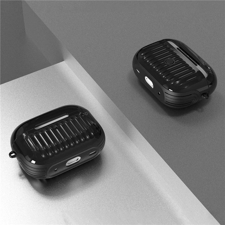 For AirPods Pro (Gen 2) (USB-C) / Pro 2 Full Protective Suitcase-Shaped Earphone Case Glossy Rubberized PC + TPU Shockproof Earbuds Cover - Black - Image 2