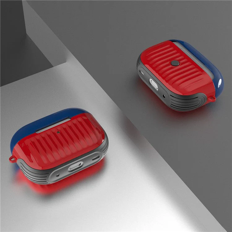 For AirPods Pro (Gen 2) (USB-C) / Pro 2 Full Protective Suitcase-Shaped Earphone Case Glossy Rubberized PC + TPU Shockproof Earbuds Cover - Blue / Red - Image 2