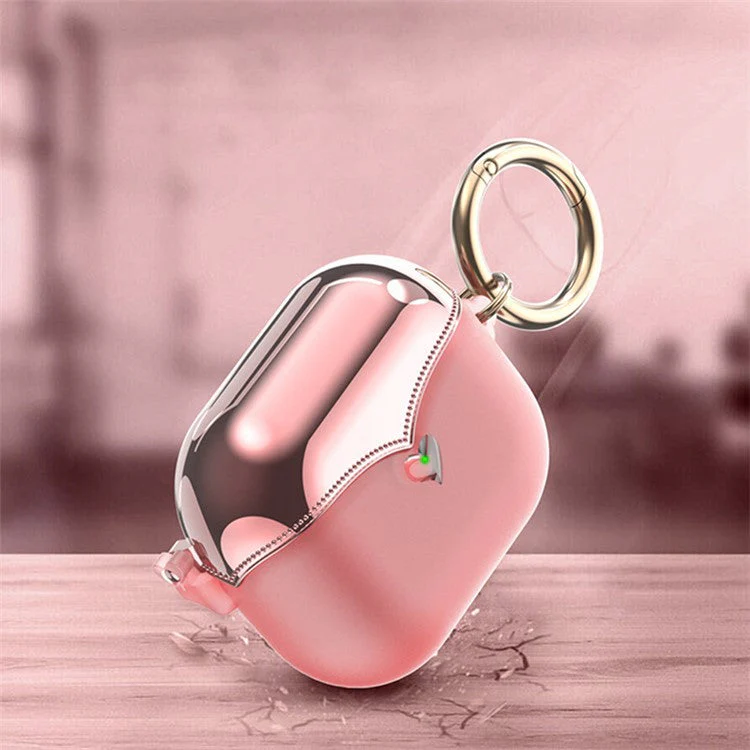 For AirPods Pro (Gen 2) (USB-C) / Pro 2 TPU Wireless Bluetooth Earphone Case Full Body Shockproof Electroplating Cover with Ring Buckle - Transparent / Electroplated Gold - Image 4