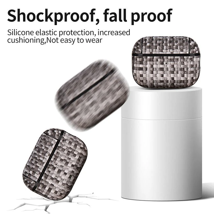 For AirPods Pro (Gen 2) (USB-C) / Pro 2 Woven Texture PU Leather + PC Drop-proof Case Bluetooth Earphone Protective Cover - Morandi Color - Image 5