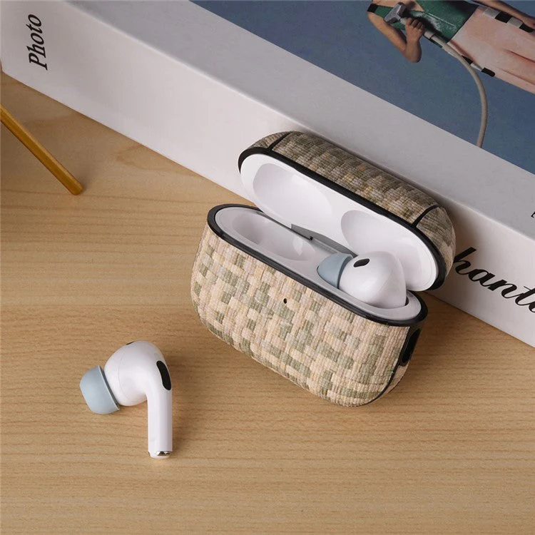 For AirPods Pro (Gen 2) (USB-C) / Pro 2 Woven Texture PU Leather + PC Drop-proof Case Bluetooth Earphone Protective Cover - Morandi Color - Image 7