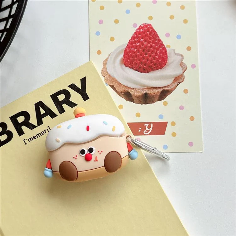 For AirPods Pro / Pro 2 Cartoon Cake Silicone Protective Case with Anti-Lost Buckle - Image 2