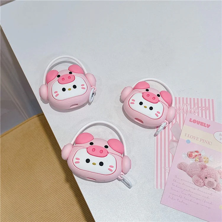 For AirPods Pro / Pro 2 Cartoon Kitty Bluetooth Earphone Cover Soft Silicone Case with Hanging Buckle - Image 5