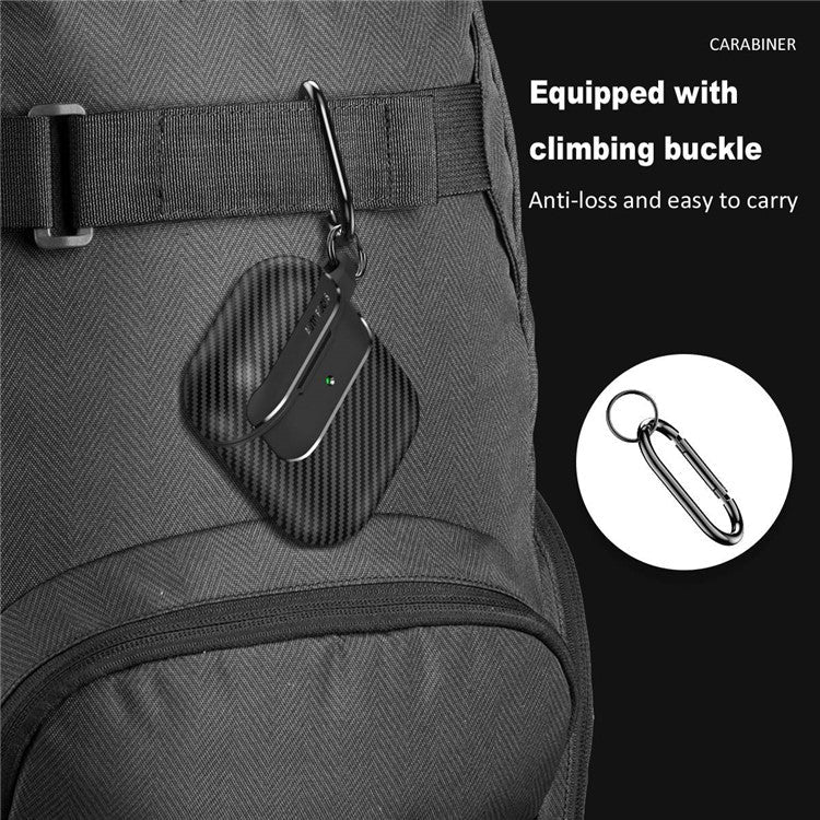 For AirPods with Charging Case (2016) / (2019) / AirPods with Wireless Charging Case (2019) Carbon Fiber TPU Anti-scratch Case Wireless Earphone Full Protection Cover - Black - Image 6