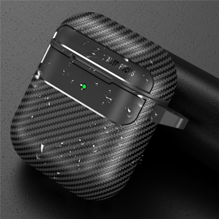 For AirPods with Charging Case (2016) / (2019) / AirPods with Wireless Charging Case (2019) Carbon Fiber TPU Anti-scratch Case Wireless Earphone Full Protection Cover - Grey - Image 5