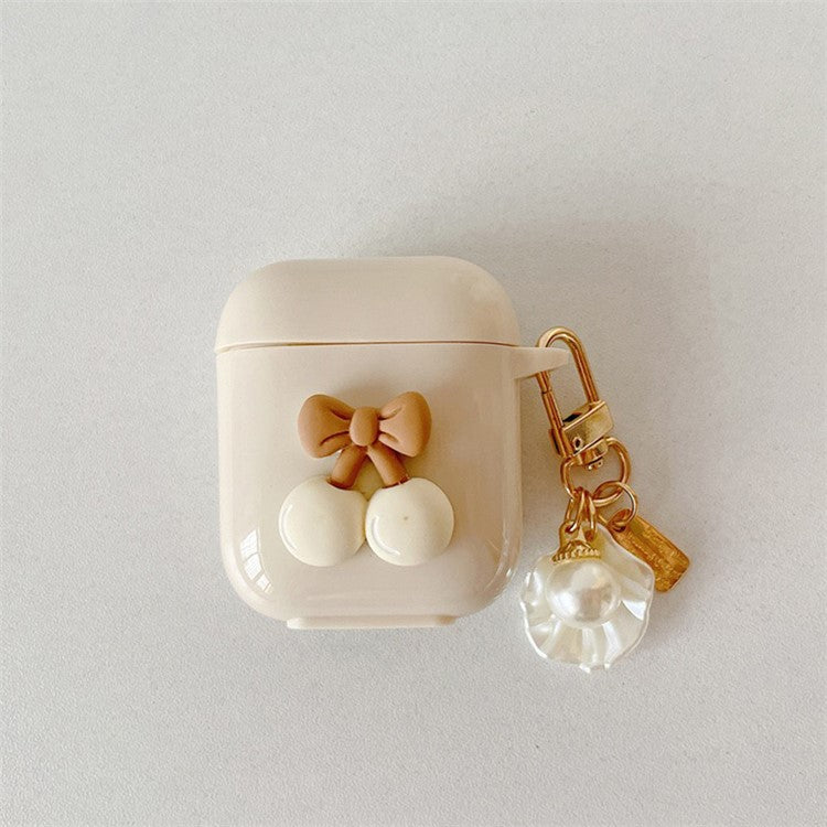 For AirPods with Charging Case (2016) / (2019) / AirPods with Wireless Charging Case (2019) Cherry Decor TPU Cover with Pendant - Image 2