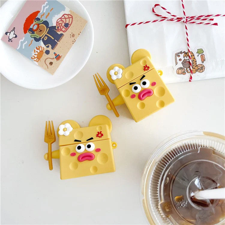 For AirPods with Charging Case (2016) / (2019) / AirPods with Wireless Charging Case (2019) Funny Cartoon Cheese Earphone Case Silicone Protective Cover - Image 2