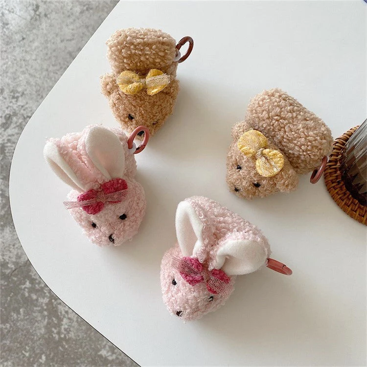 For AirPods with Charging Case (2016) / (2019) / AirPods with Wireless Charging Case (2019) Soft Fluff TPU Protective Cover Cute Cartoon Animal Earphone Anti-drop Case with Ring Buckle - Bear - Image 4