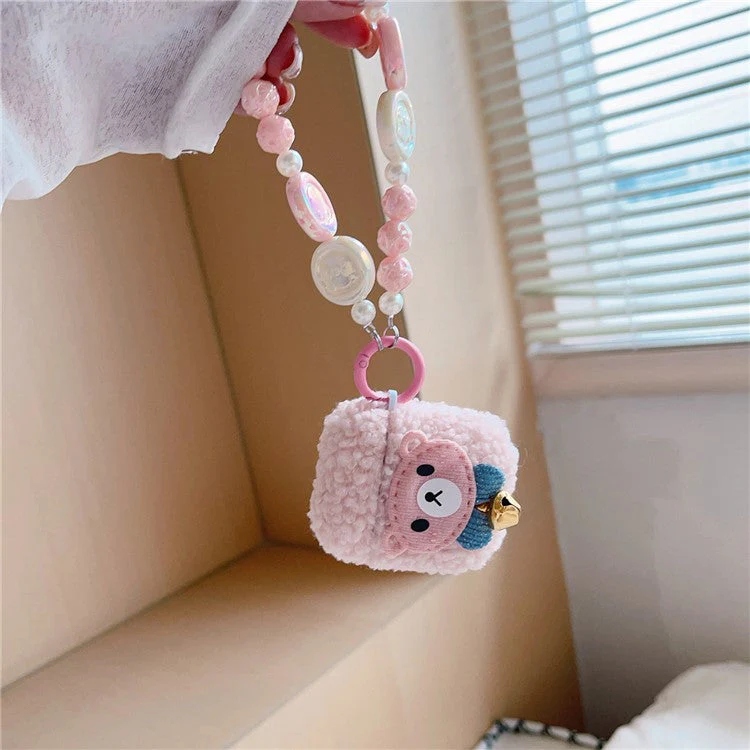 For AirPods with Wireless Charging Case (2019) / AirPods with Charging Case (2019) / (2016) Cover Cartoon Bear Soft Fluff TPU Earphone Case with Pendant - Image 2