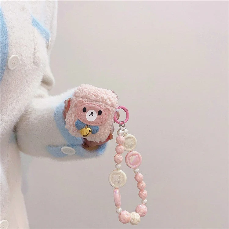 For AirPods with Wireless Charging Case (2019) / AirPods with Charging Case (2019) / (2016) Cover Cartoon Bear Soft Fluff TPU Earphone Case with Pendant - Image 5