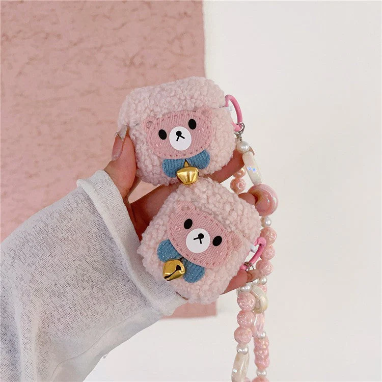 For AirPods with Wireless Charging Case (2019) / AirPods with Charging Case (2019) / (2016) Cover Cartoon Bear Soft Fluff TPU Earphone Case with Pendant - Image 8