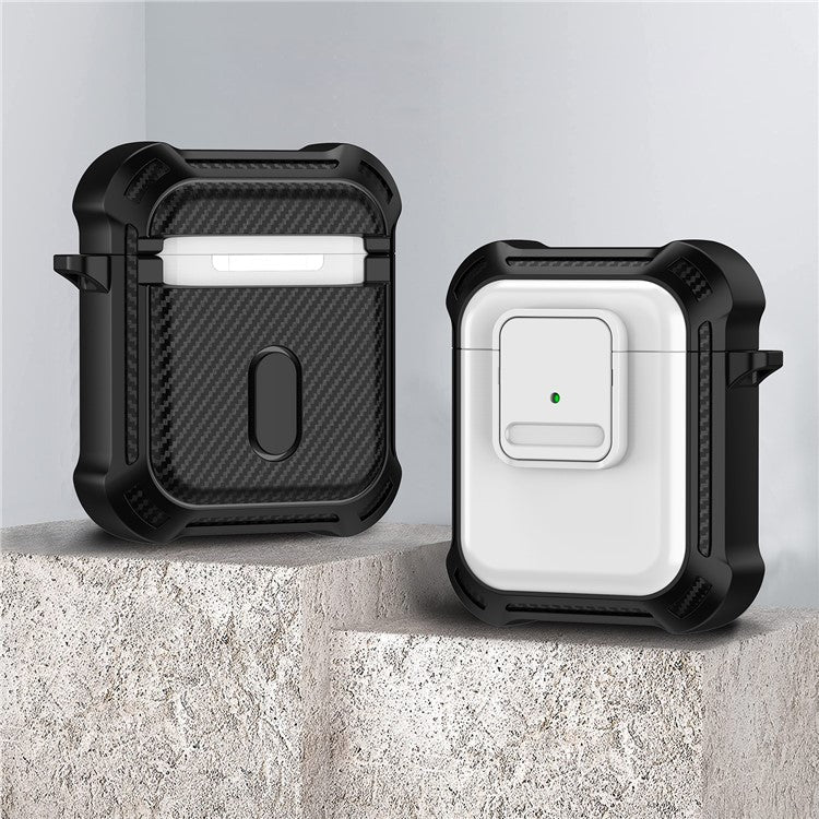 For AirPods with Wireless Charging Case (2019) / AirPods with Charging Case (2019) / (2016) Earphone Cover TPU+PC Case with Pressing Button - White - Image 2