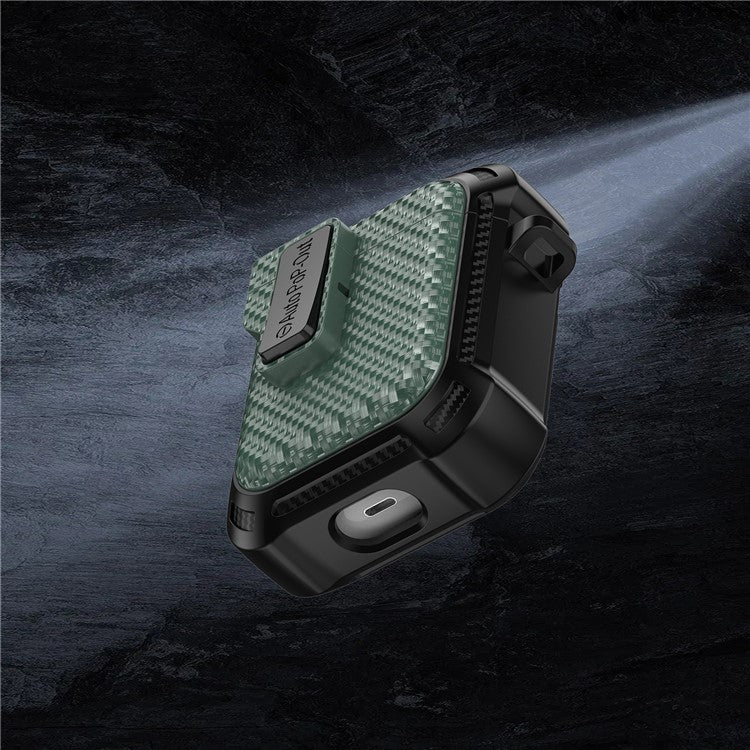 For AirPods with Wireless Charging Case (2019) / AirPods with Charging Case (2019) / (2016) Pressing Buckle Case Carbon Fiber Texture Cover - Sapphire - Image 8