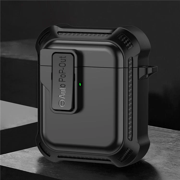 For AirPods with Wireless Charging Case (2019) / AirPods with Charging Case (2019) / (2016) Pressing Buckle Design Earphone Drop-proof Cover - Black - Image 2