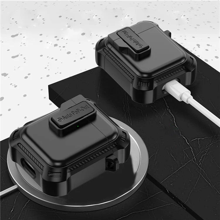 For AirPods with Wireless Charging Case (2019) / AirPods with Charging Case (2019) / (2016) Pressing Buckle Design Earphone Drop-proof Cover - Black - Image 4