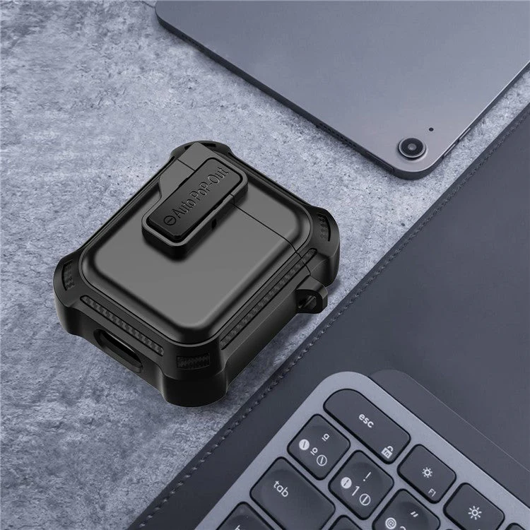 For AirPods with Wireless Charging Case (2019) / AirPods with Charging Case (2019) / (2016) Pressing Buckle Design Earphone Drop-proof Cover - Black - Image 5