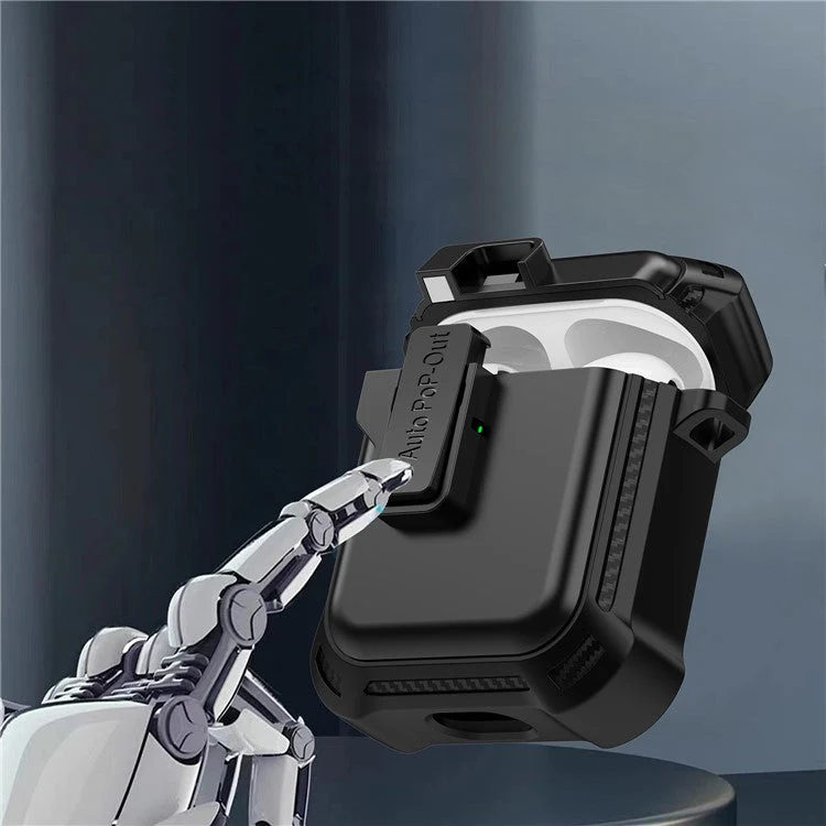 For AirPods with Wireless Charging Case (2019) / AirPods with Charging Case (2019) / (2016) Pressing Buckle Design Earphone Drop-proof Cover - Red - Image 3