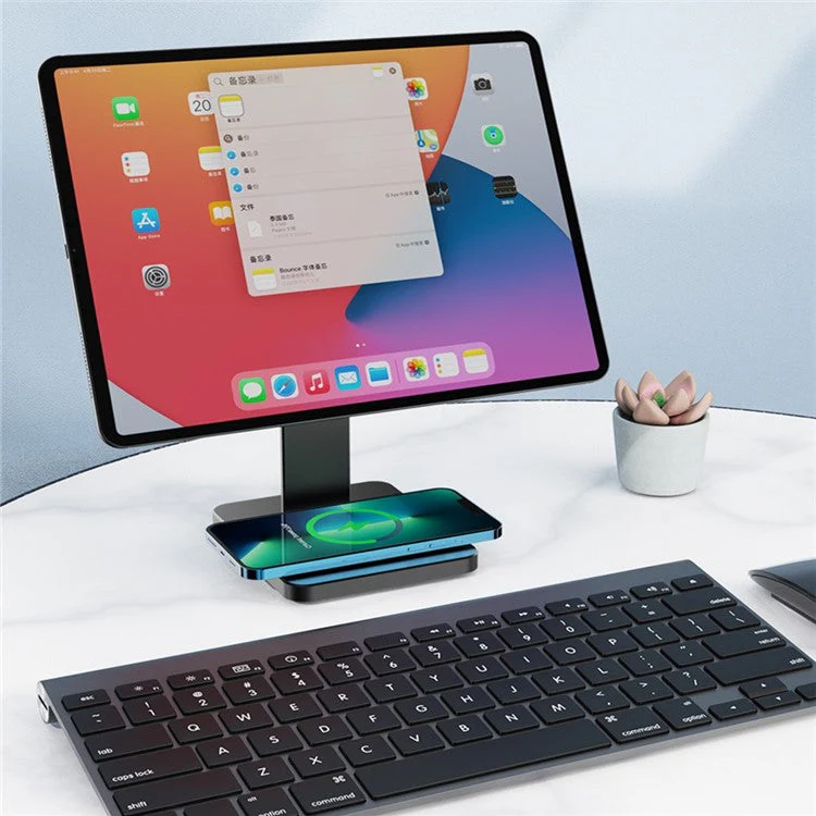 For iPad Pro 11 inch / Pro 12.9 inch Folding Magnetic Tablet Stand Support for iPhone / AirPods Wireless Charging, Detachable Desktop Tablet Holder - Image 2