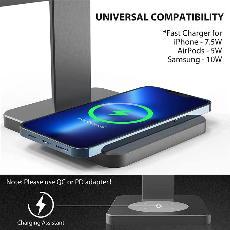 For iPad Pro 11 inch / Pro 12.9 inch Folding Magnetic Tablet Stand Support for iPhone / AirPods Wireless Charging, Detachable Desktop Tablet Holder - Image 4