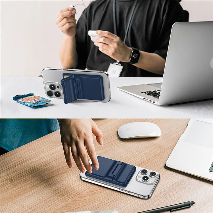 For iPhone 12-15 Series Magnetic Card Holder with Kickstand Compatible with MagSafe - Dark Blue - Image 5