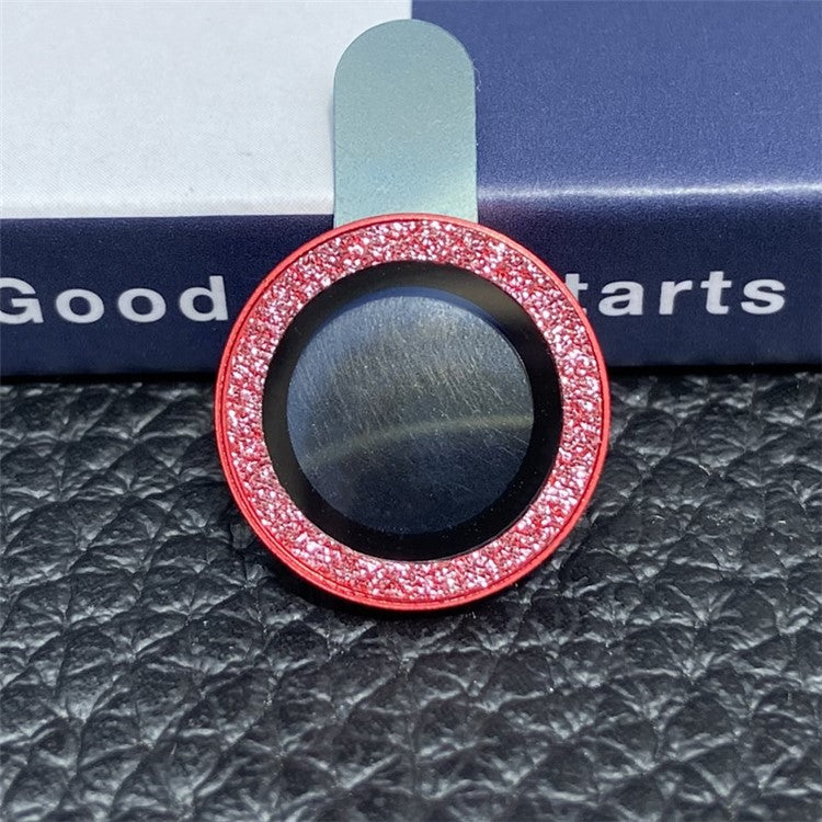For iPhone 13 6.1 inch / 13 mini 2Pcs / Set Glitter Ring Design Anti-scratch Tempered Glass Camera Lens Protector Guard Film - Red - Image 2