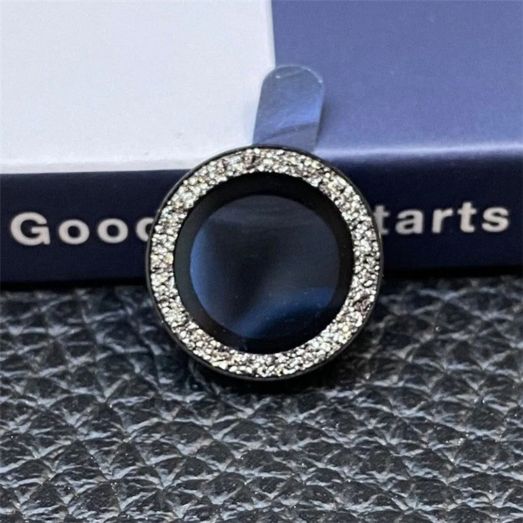 For iPhone 14 Pro Max 6.7 inch 3Pcs / Set Fashion Glitter Design Camera Lens Protector Anti-scratch Tempered Glass Lens Film - Black - Image 2
