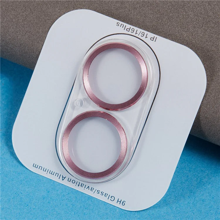For iPhone 16 / 16 Plus Camera Lens Protector CD Veins Integrated Tempered Glass Lens Film - Rose Gold - Image 3