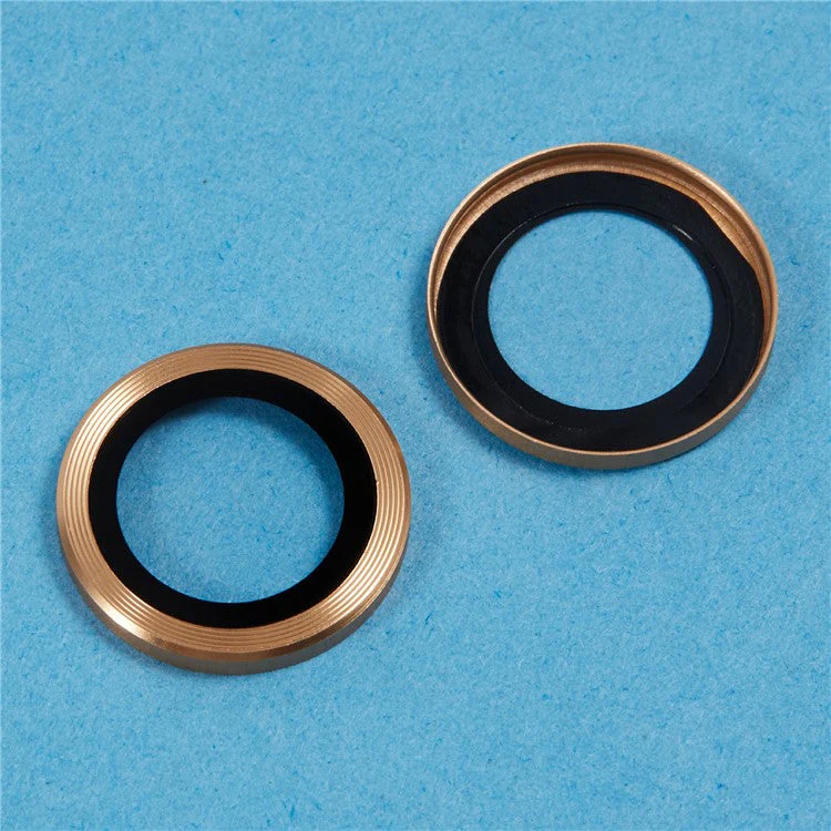 For iPhone 16 / 16 Plus Camera Lens Protector CD Veins Metal Ring Tempered Glass Film - Gold - Image 4