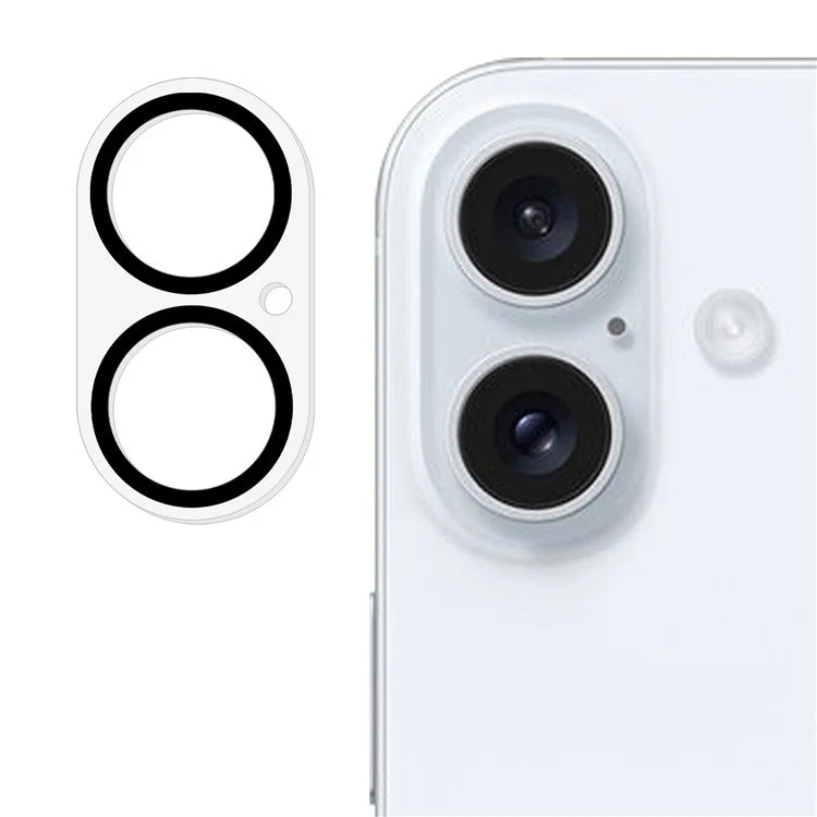 For iPhone 16 / 16 Plus Camera Lens Protector Cell Phone Silk Printing Tempered Glass Clear Lens Film