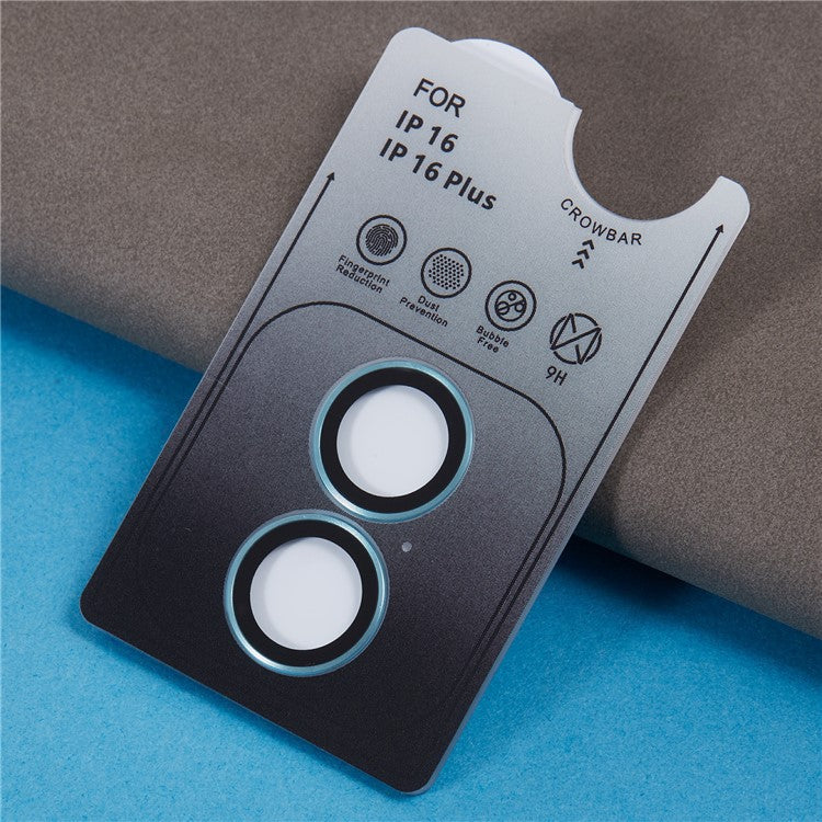 For iPhone 16 / 16 Plus Camera Lens Protector Electroplating AR Metal Frame+Tempered Glass Lens Film - Green - Image 6